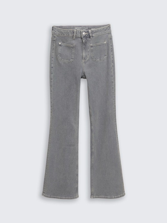 TTAVA FLARED Jeans mit aufgesetzten Taschen von Denim Female, clean light stone grey denim