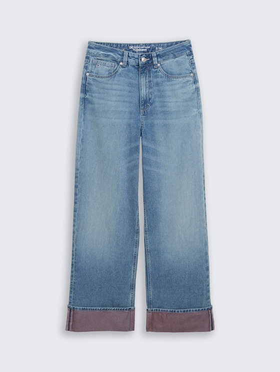 TTLINOU WIDE jeans met omgeslagen zoom door Denim Female, Light Stone Blue Denim Tint