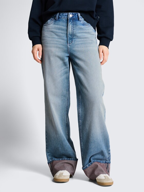 TTLINOU WIDE Jeans mit Turn-Up von Denim Female, Light Stone Blue Denim Tint