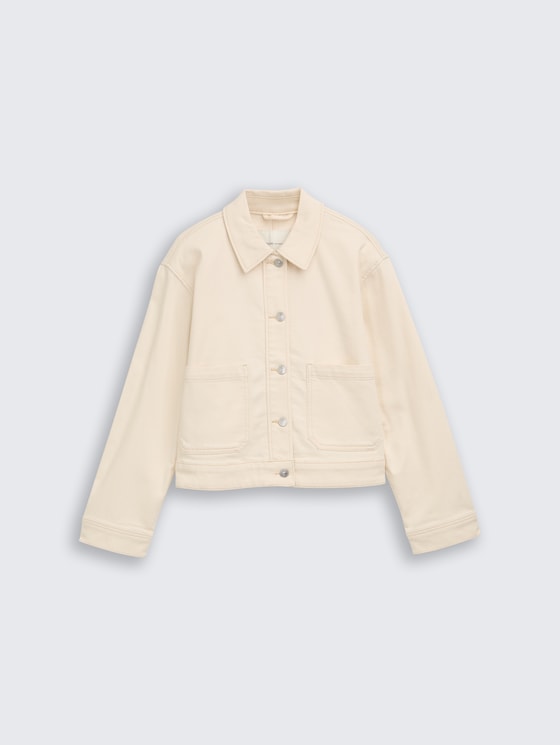 Jeansjacke mit aufgesetzten Taschen von Denim Female, raw offwhite denim