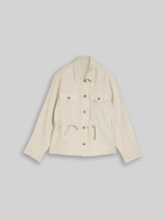 Regular fit jacket with linen blend in brown by Tom Tailor