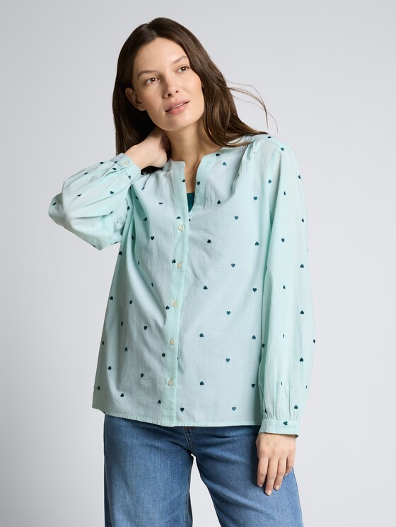 Bluse mit Herz-Stickerei von Women, blue haze heart design