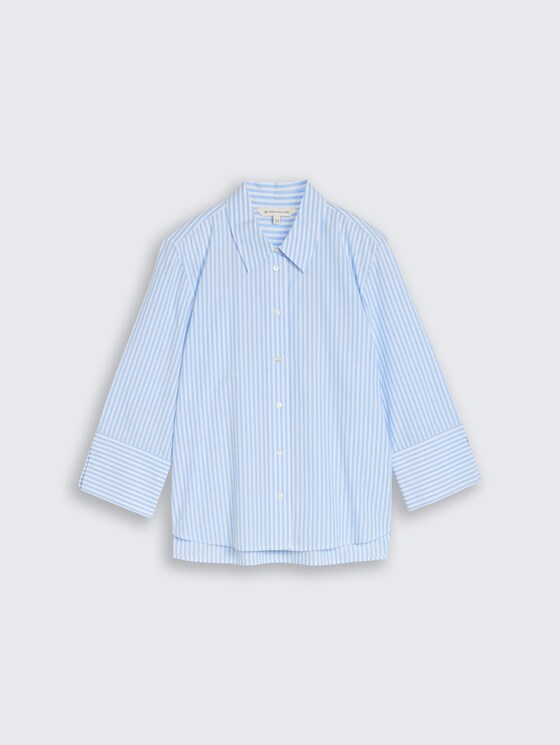 Popeline overhemdblouse met 3/4-mouwen door Women, dreamy blue white small stripe