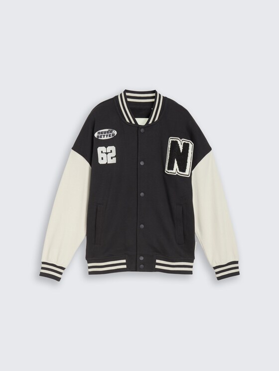 Veste sweat oversize à col bomber par Teen Boys, coal grey