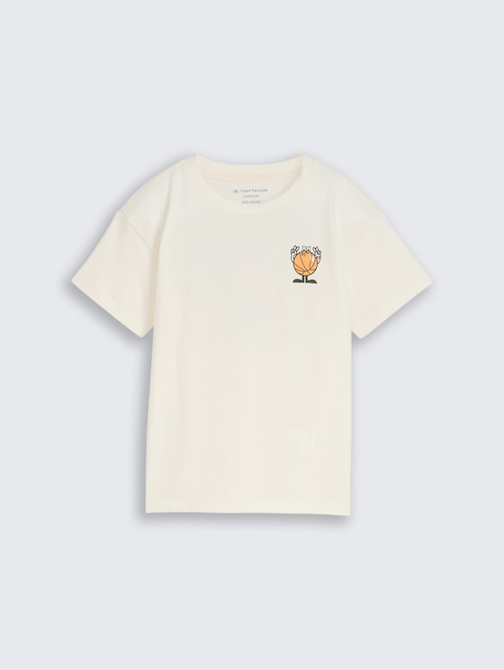 T-shirt oversize avec imprimé dans le dos par Mini Boys, Wool White