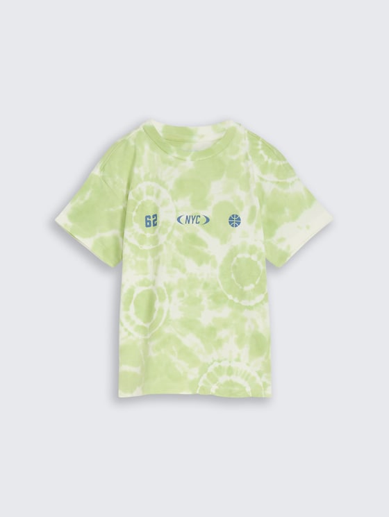 T-shirt oversize tie-dye par Mini Boys, light green white tie dye