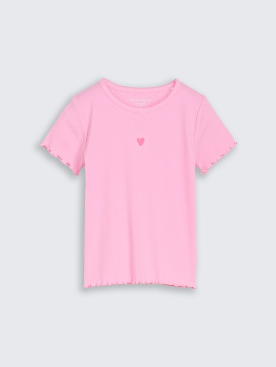 T-shirt met borduursel door Mini Girls, lovely pink
