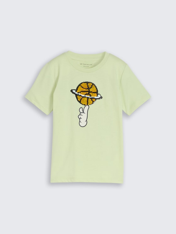 T-shirt à paillettes réversibles par Mini Boys, frozen lime green