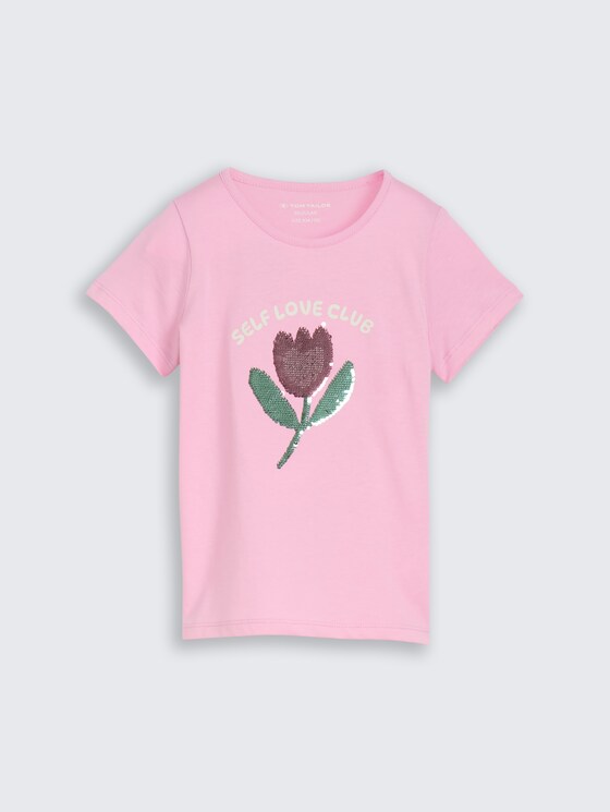 T-shirt met omkeerbare pailletten door Mini Girls, lovely pink