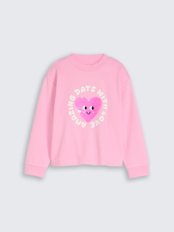 Sweater met omkeerbare pailletten door Mini Girls, lovely pink