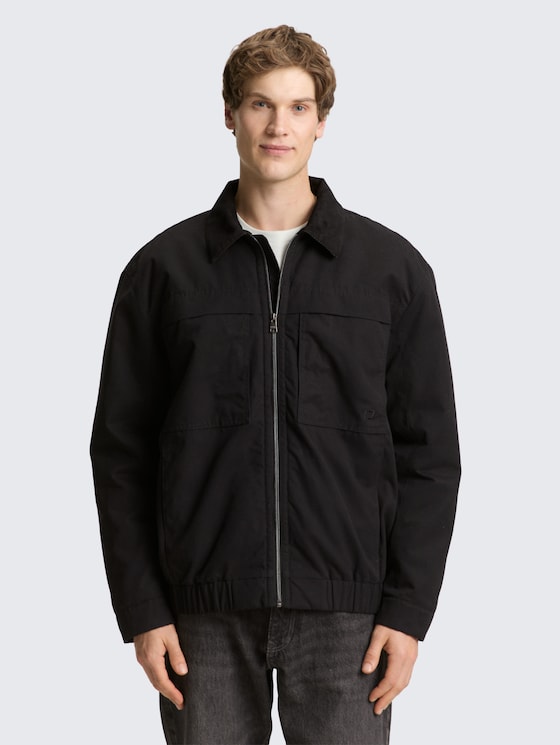 Veste ample avec col en velours côtelé par Denim Male, Black