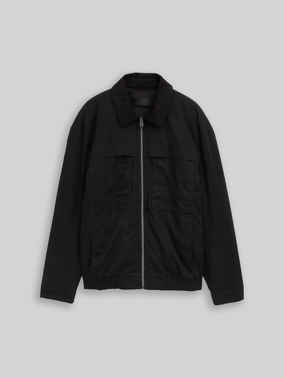 TAILOR&CUTTER ジャケット　46 Relaxed fit jacket with corduroy collar in black by Tom Tailor