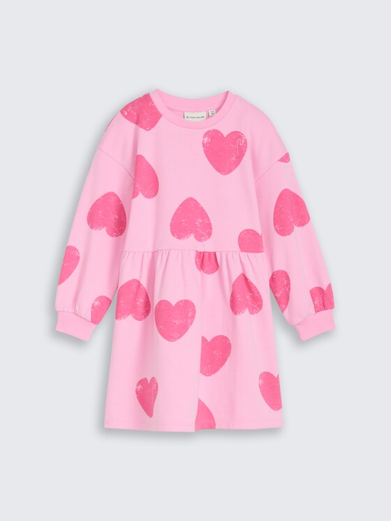 Mini-jurk met hartjespatroon door Mini Girls, big pink heart print