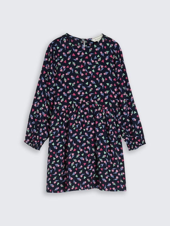 Midi-jurk met bloemenpatroon door Mini Girls, dark blue tulip print big