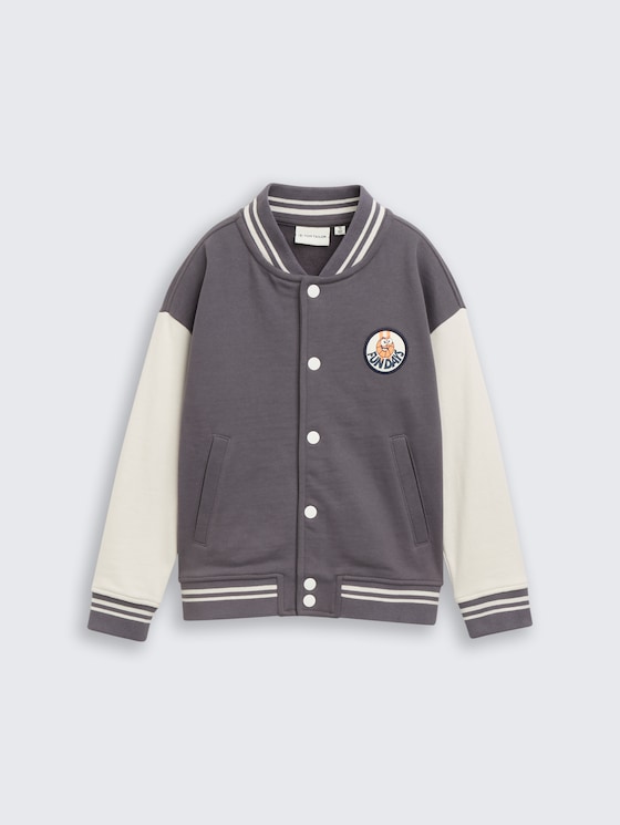 Veste sweat oversize à col bomber par Mini Boys, dark urban grey