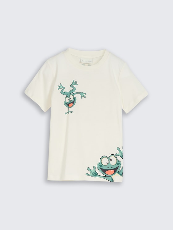 T-shirt avec imprimé dans le dos par Mini Boys, Wool White