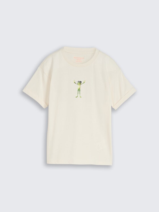 T-shirt oversize avec imprimé dans le dos par Mini Boys, Wool White