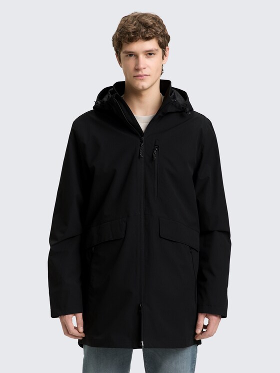 Veste fonctionnelle ultralégère à coupe décontractée en matière déperlante par Denim Male, Black