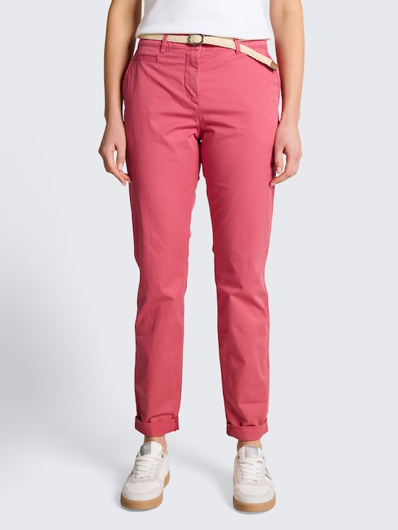Slim Chino Hose mit Gürtel von Women, cozy pink