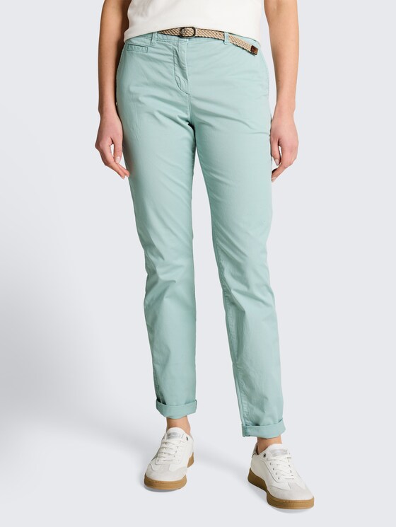 Slim Chino Hose mit Gürtel von Women, blue haze