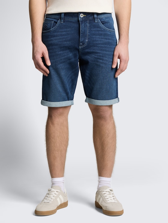 TTJOSH REGULAR SLIM Jeans Shorts mit Superstretch von Men, Used Mid Stone Blue Denim