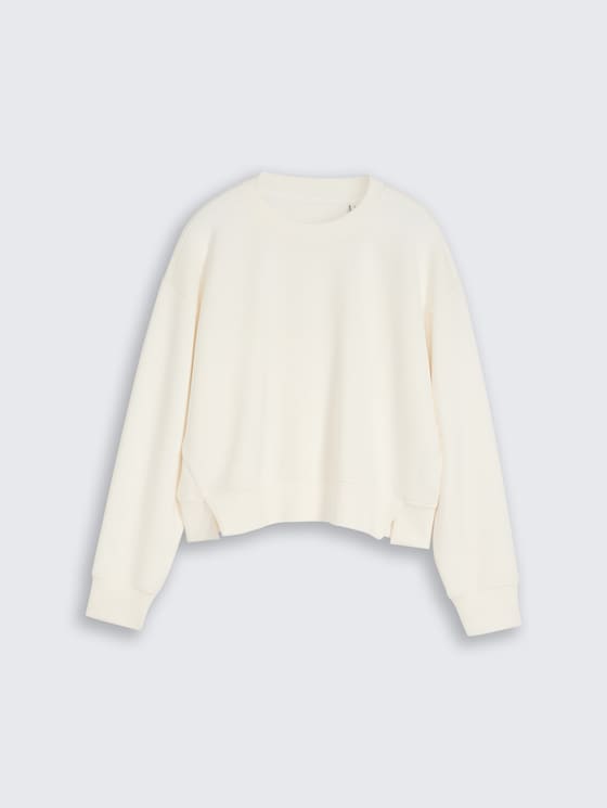 Sweat-shirt court en scuba par Teen Girls, Gardenia White