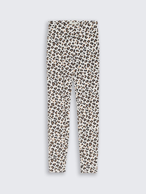 Leggings with leopard print by Teen Girls, white beige leo print