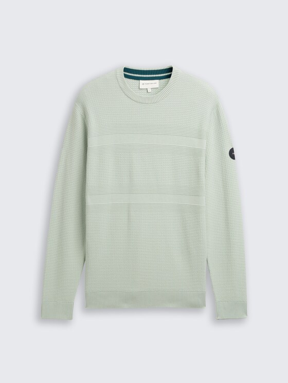 Gebreide trui van katoen door Men, soft greyish green