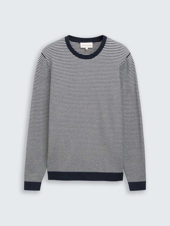 Strickpullover aus Baumwolle von Men, structured stripe navy white