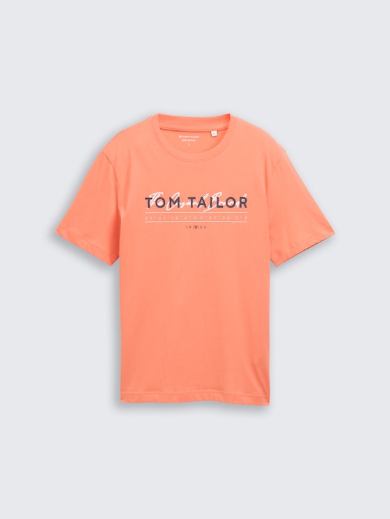 T-shirt with logo print by Men, Wild Coral