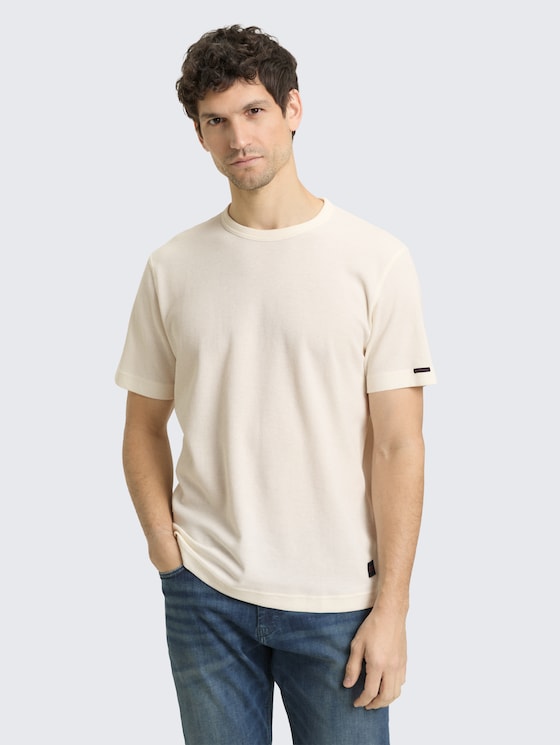 T-Shirt mit Waffelstruktur von Men, Gardenia White