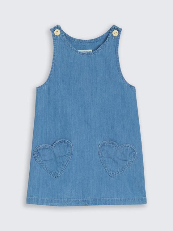 Midi-jurk met hartvormige zakken door Mini Girls, mid stone bright blue denim