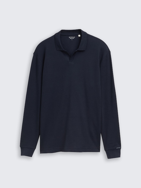 Langarm Poloshirt mit Waffelstruktur von Men, sky captain blue