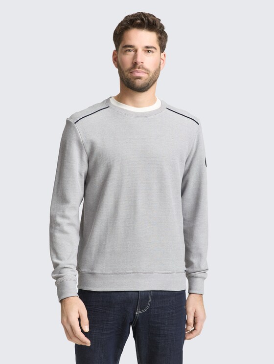 Sweatshirt mit Logo-Badge von Men, offwhite navy stripe structure