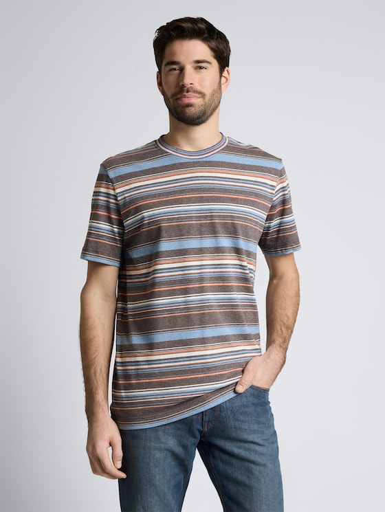 T-shirt with striped pattern by Men, grey blue multicolor stripe