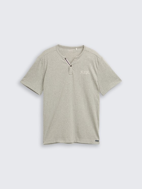 Henley T-shirt with fine stripe pattern by Men, shadow olive fine stripe