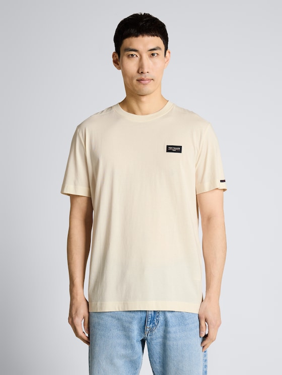 T-shirt en coton avec badge logo par Men, Gardenia White