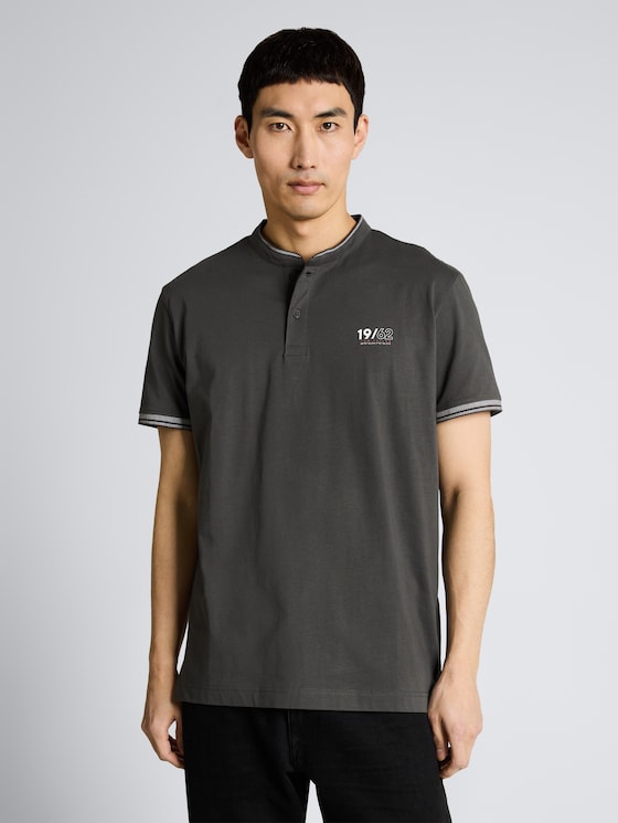 Polo shirt with stand-up collar by Men, Tarmac Grey