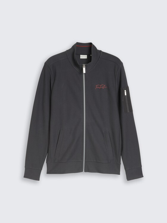 Sweatjack met opstaande kraag door Men, Tarmac Grey