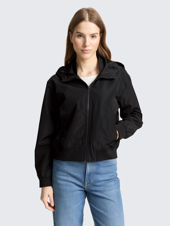 Blouson Jacke aus wasserabweisendem Material von Denim Female, deep black
