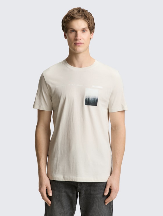 T-Shirt mit Fotoprint von Denim Male, greyish white