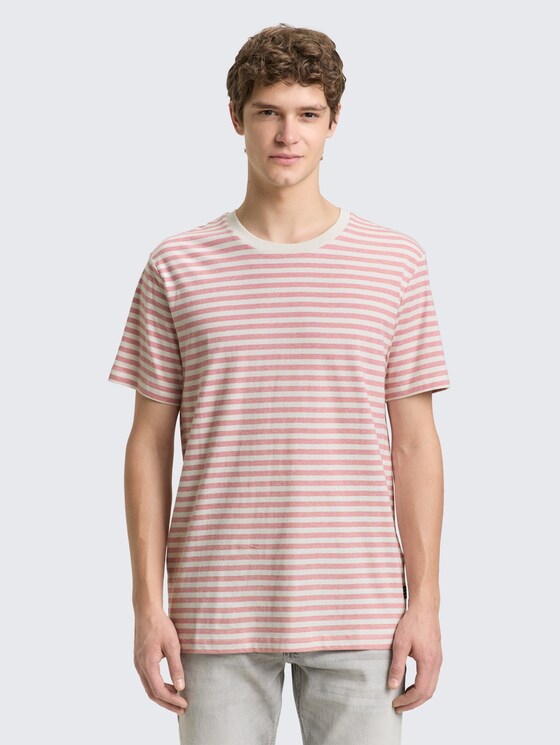 T-shirt à rayures par Denim Male, rose white yd stripe