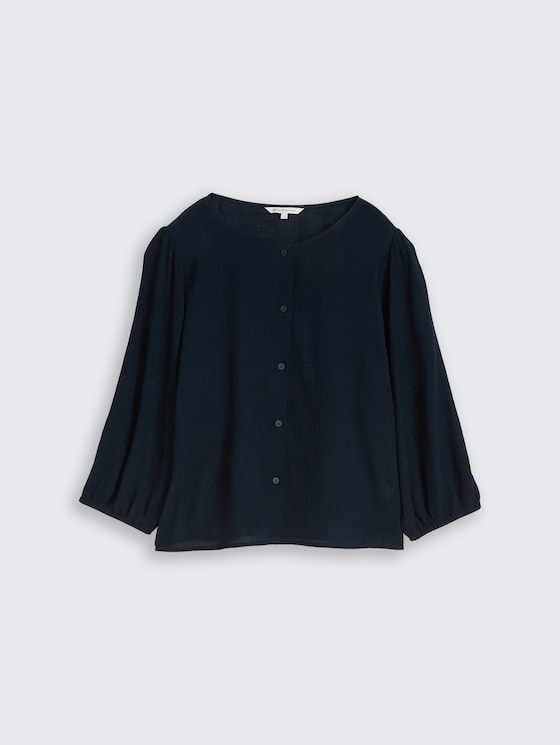 Crinkle Bluse mit Knopfleiste von Denim Female, sky captain blue