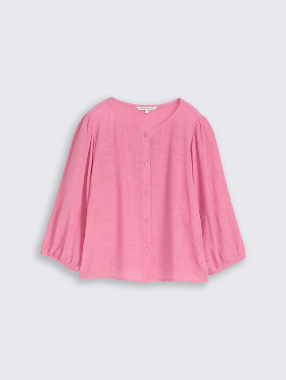 Crinkle blouse met knoopsluiting door Denim Female, Soft Blush Rose