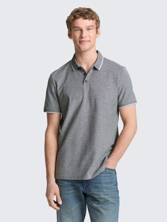 Polo en piqué de coton par Denim Male, black white two tone