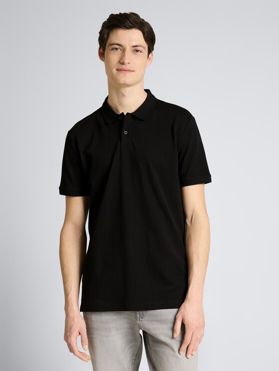 Cotton piqué polo shirt by Denim Male, Black