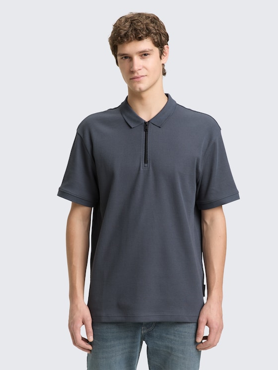 Polo ample avec fermeture éclair par Denim Male, urban medium grey