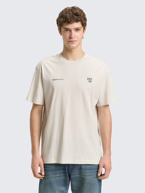 Relaxed Fit T-Shirt mit Print von Denim Male, greyish white