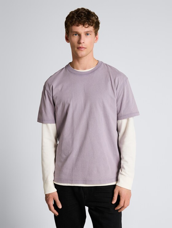 Relaxed fit cotton T-shirt by Denim Male, soft lilac grey