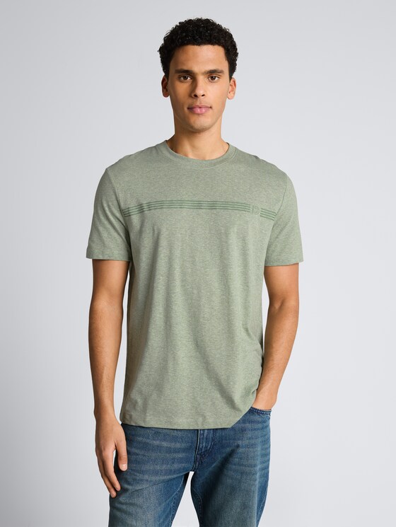 T-Shirt in Melange-Optik von Denim Male, frozen light mint melange